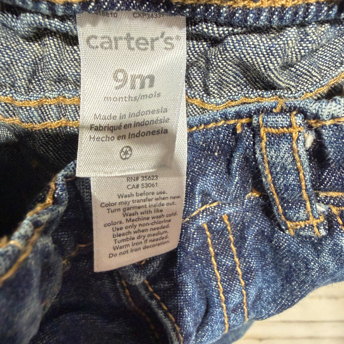 Focus Kids & Carters 3pc Outfit Set Boys 9-12M Red Blue Cotton Denim Casual EUC10