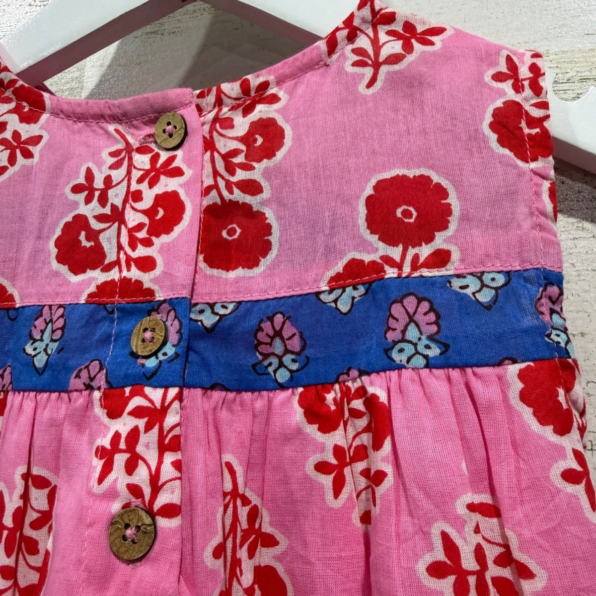 Mud Pie Floral Tiered Dress Girls 3T Pink 100% Cotton Boho EUC6