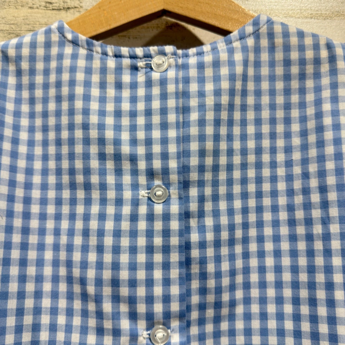 The Beaufort Bonnet Company Blouse Girls 3T Blue Gingham Bow Preppy5