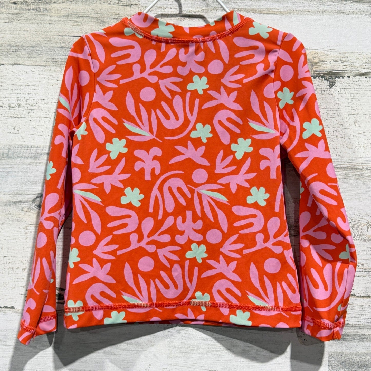 Hanna Andersson Rash Guard Girls Size 4 Orange Pink Floral Swim Top EUC4