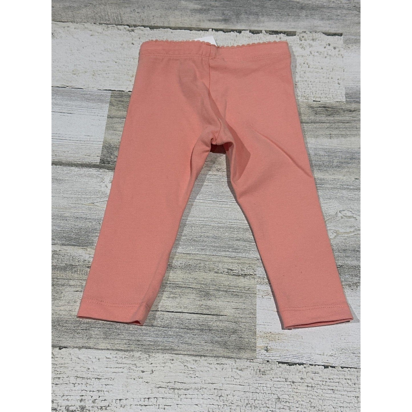 Tea Collection Leggings Girls 9-12M Peach Solid Cotton Stretch Basic NWT2