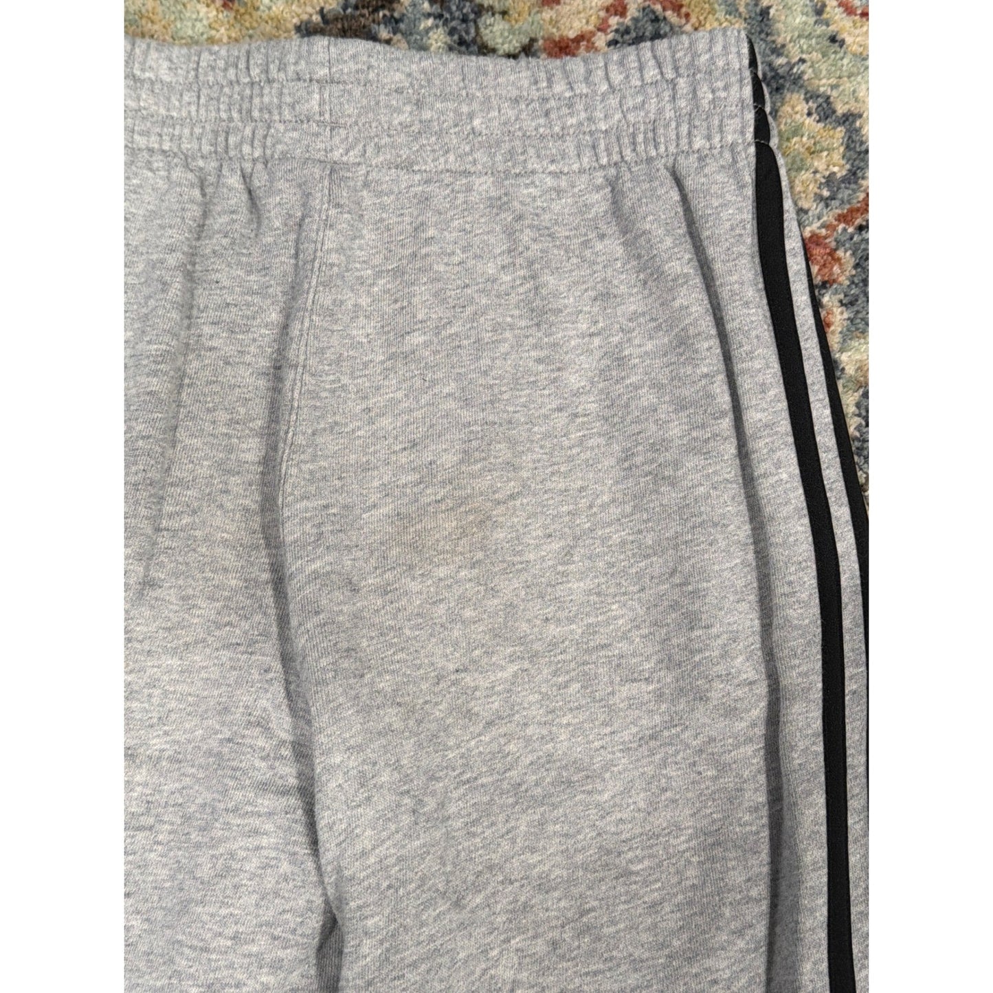 Adidas Sweatpants Boys 10/12 Gray 3-Stripe Fleece Joggers Athleisure *Flawed5