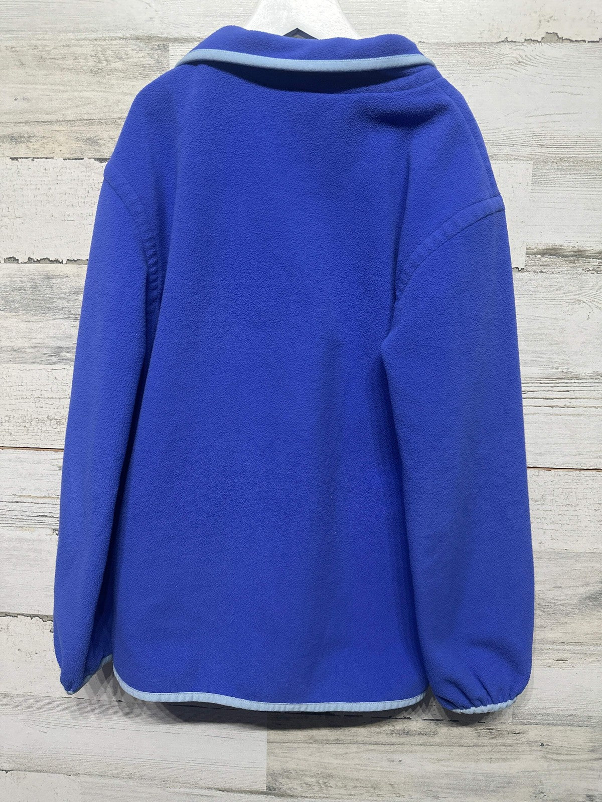 Athleta Fleece Pullover Girls L 12 Blue Snap Neck Mock Neck EUC2