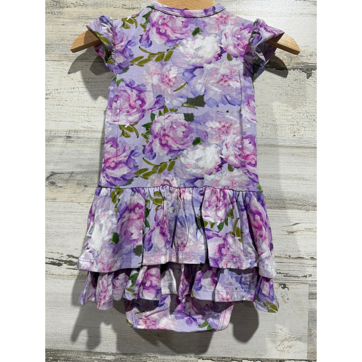 Little Dreamers Designs Twirl Romper Girls 18-24M Purple Floral Bamboo Boho NWT3