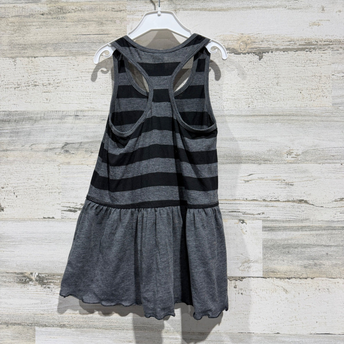 Kavio Striped Racerback Dress Girls 3 Grey Cotton Blend Preppy4