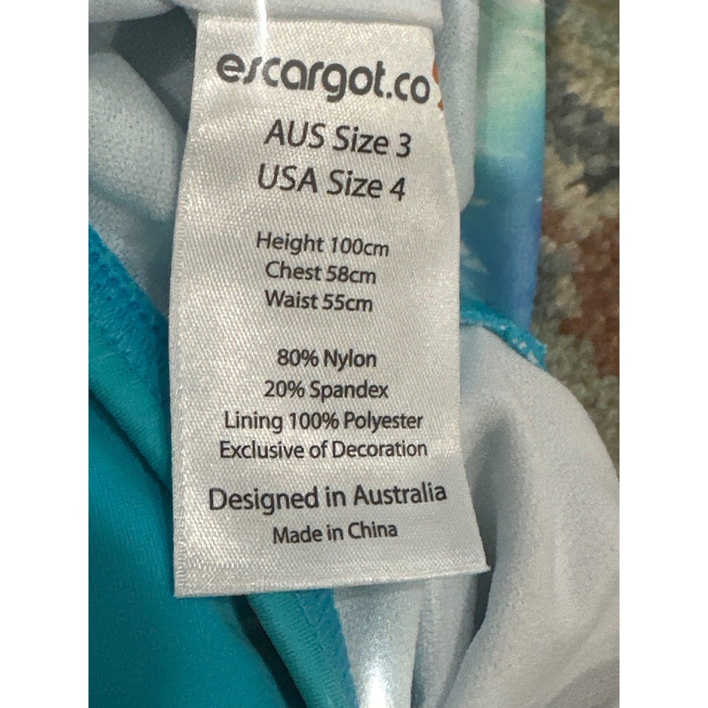 Escargot Swimsuit Girls 4 Multi Tropical Palm One Piece NWT3