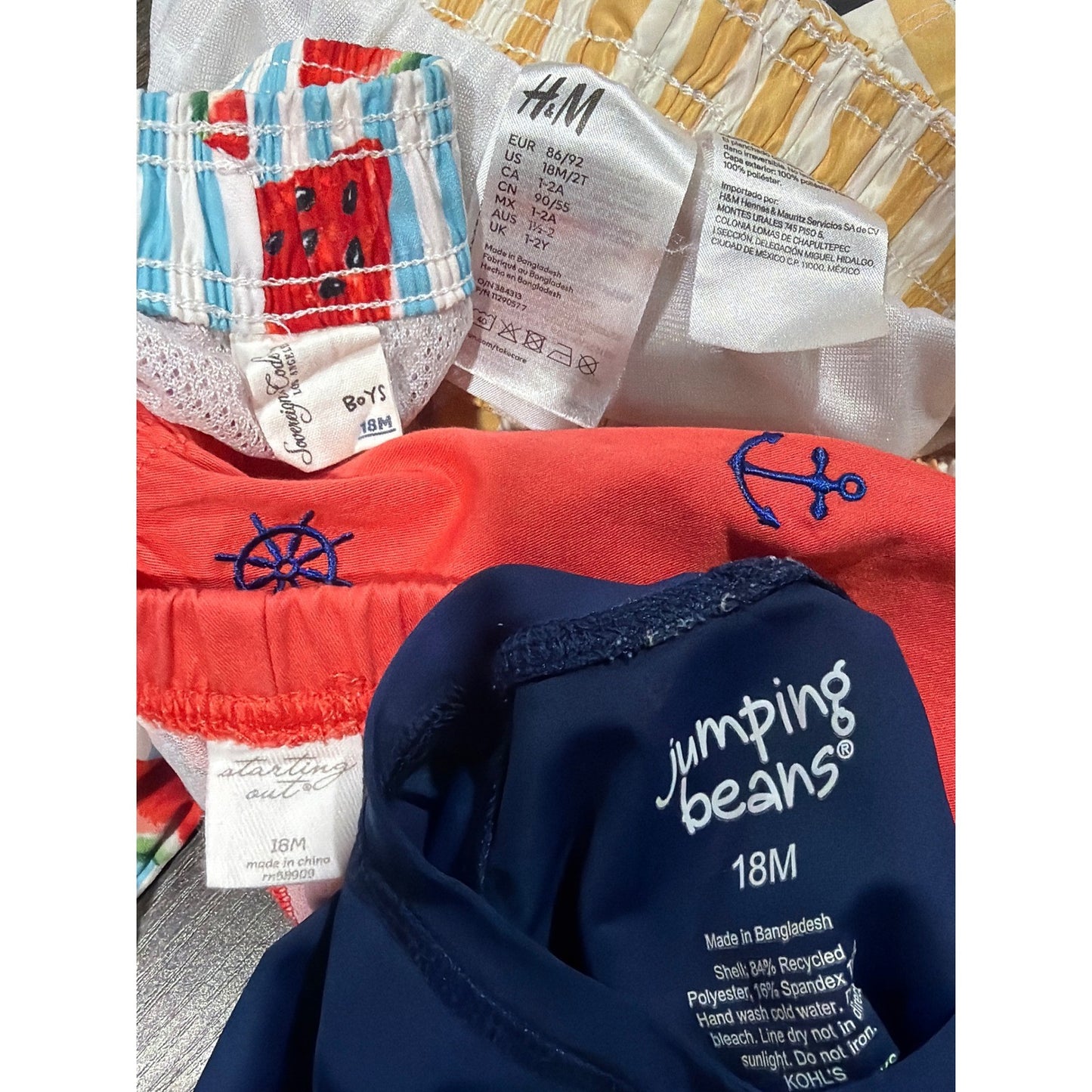 Jumping Beans H&M Boys 18m Summer Shorts Swim Bundle Nautical Summer GUC4