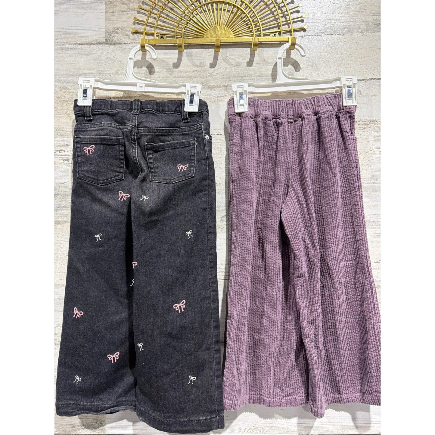 Pants Bundle Girls 5T Purple Black Bows Corduroy Wide Leg Coquette3
