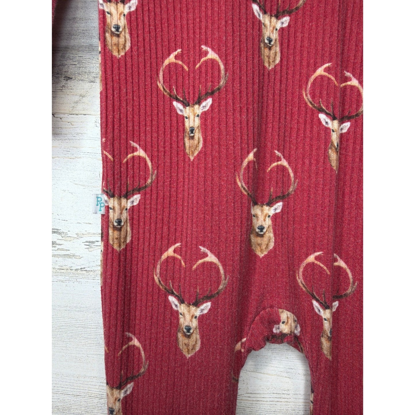 Posh Peanut Convertible Sleeper Boys 6-9M Red Deer Bamboo Rib Woodland GUC5