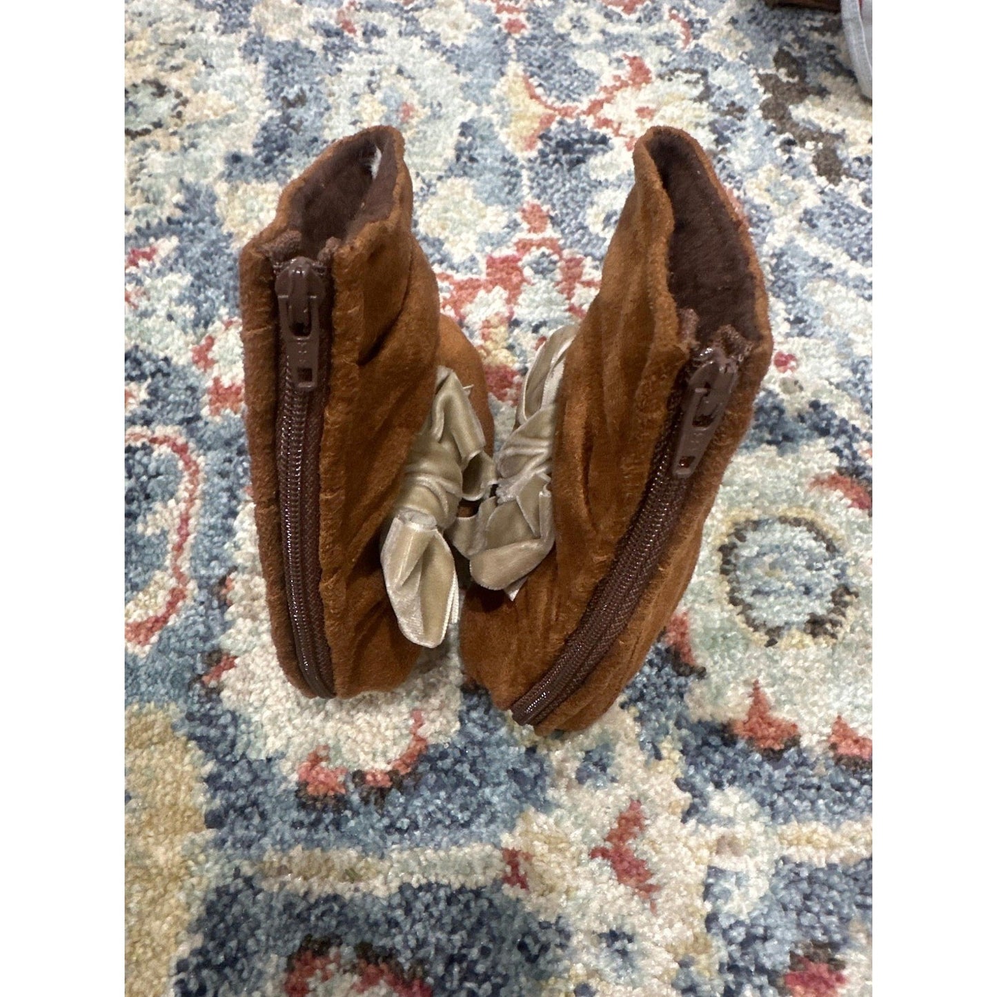 Gracious May Boots Girls 12-18m Brown Velvet Bow Slouchy Suede Soft Sole4