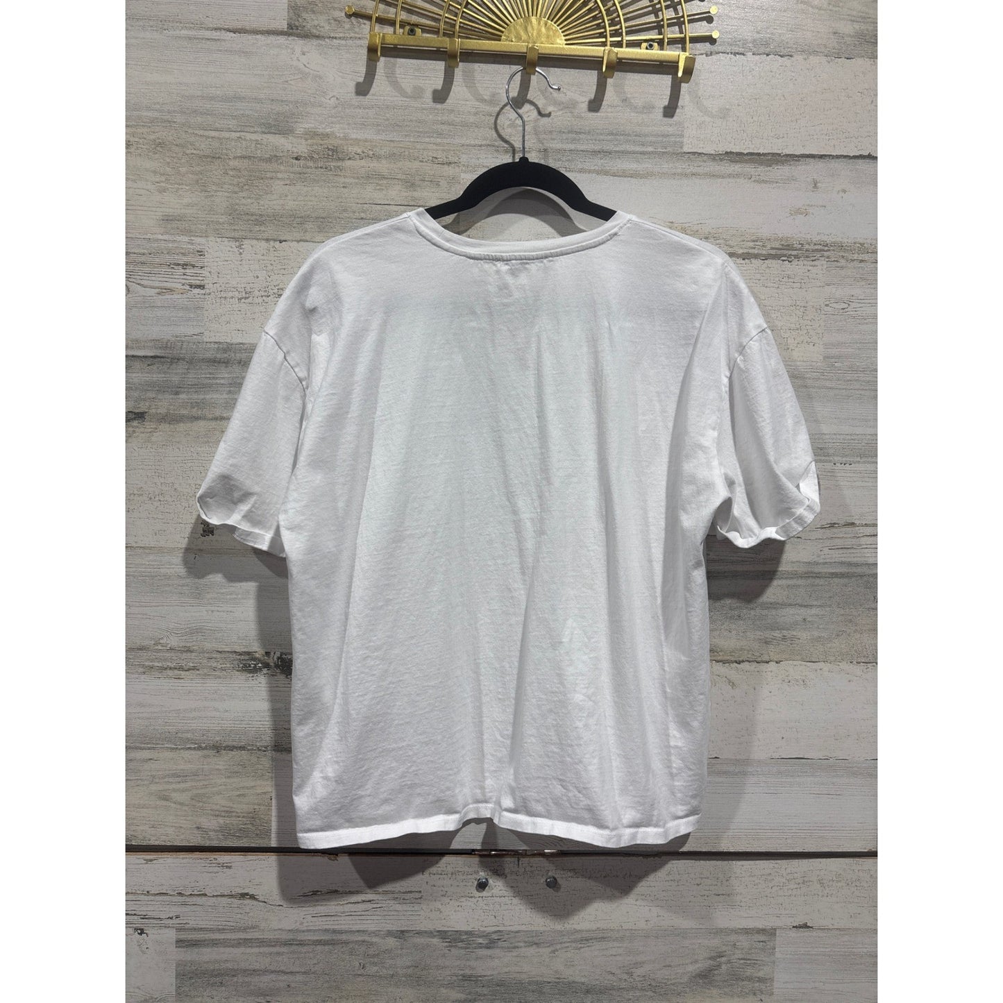 Zara T Shirt Women Medium White Short Sleeve Crewneck Boxy Basic EUC2
