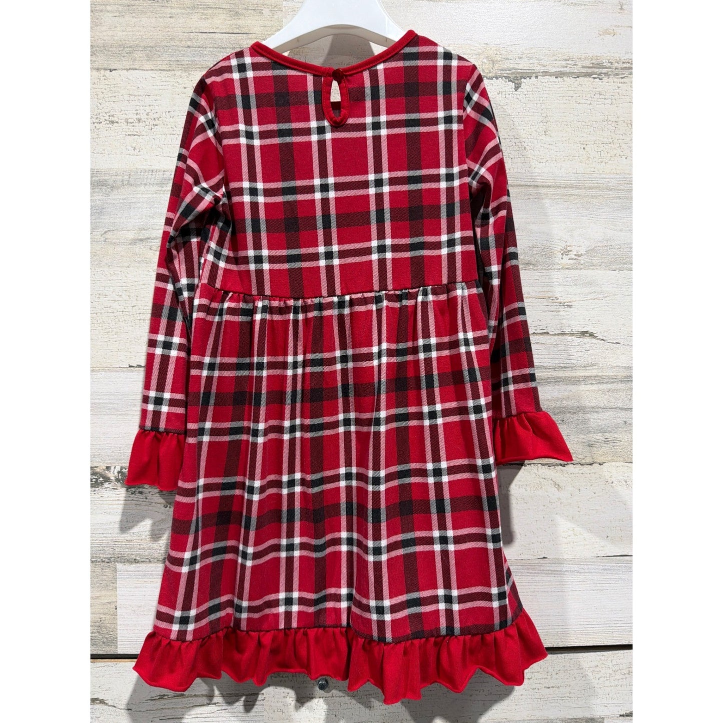 Planet Cotton Dress Girls 6 Red Plaid Ruffle Holiday Classic EUC3