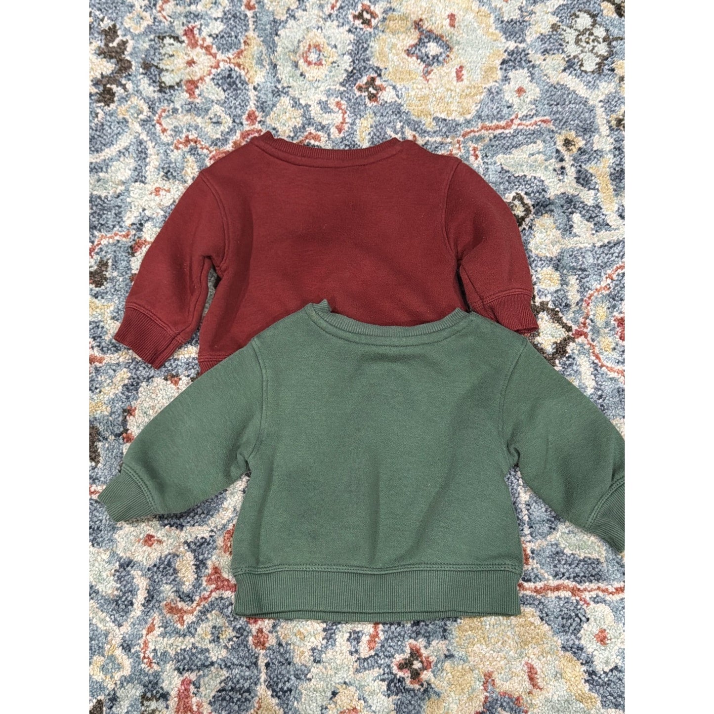 Little Co Sweatshirt Bundle Newborn Red Green Merry Joyful Holiday EUC2