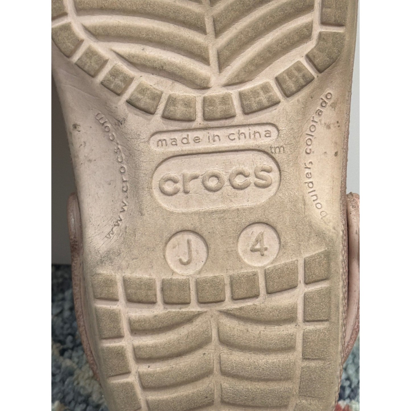 Crocs Classic Clog Girls 4 Rose Gold Glitter Sparkle Comfort9