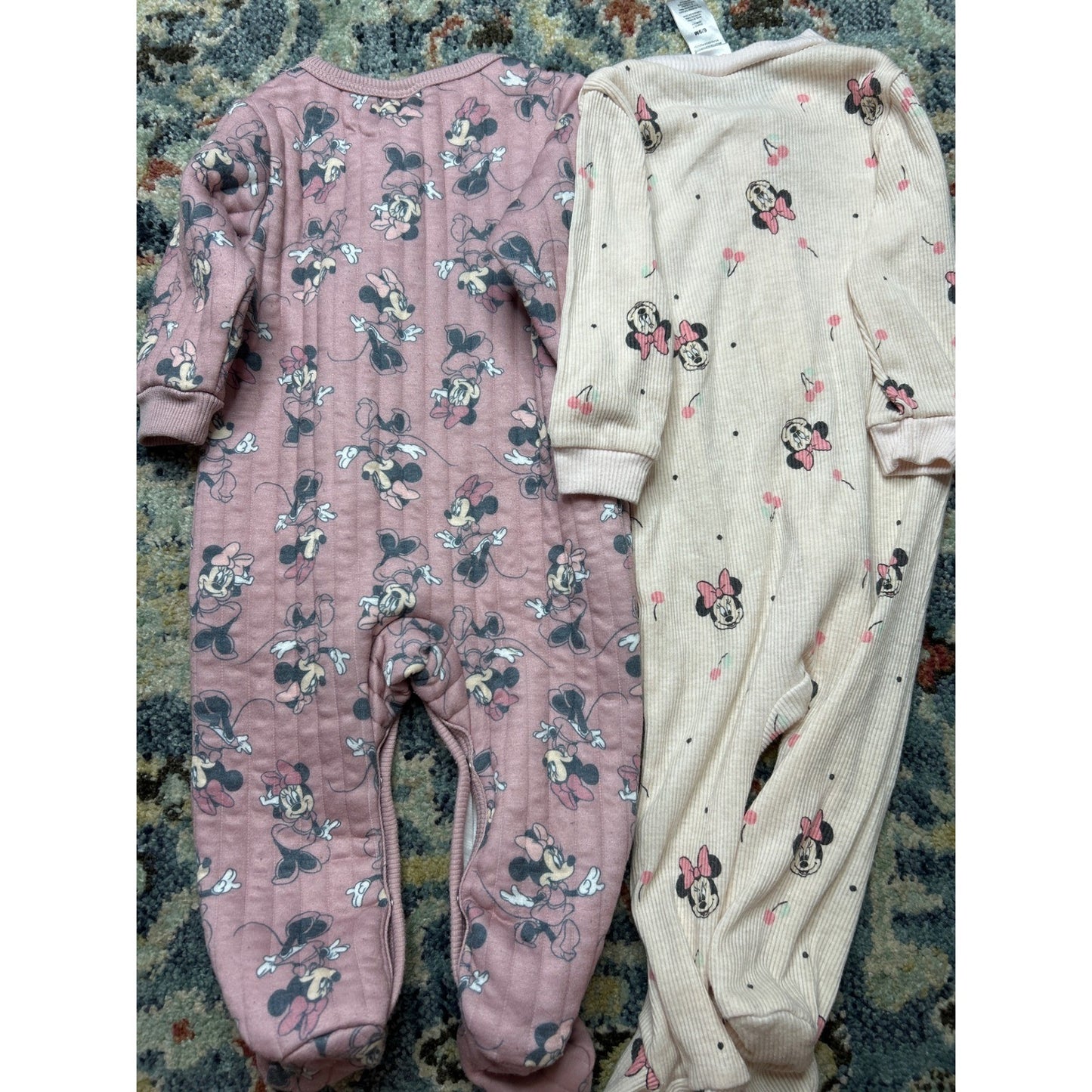 Disney Footed Sleeper Bundle Girls 6-9M Pink Cream Minnie Mouse2