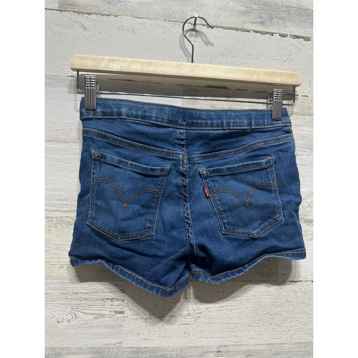 Levi's Pull On Denim Shorts Girls 12 Blue Medium Wash Elastic Waist1