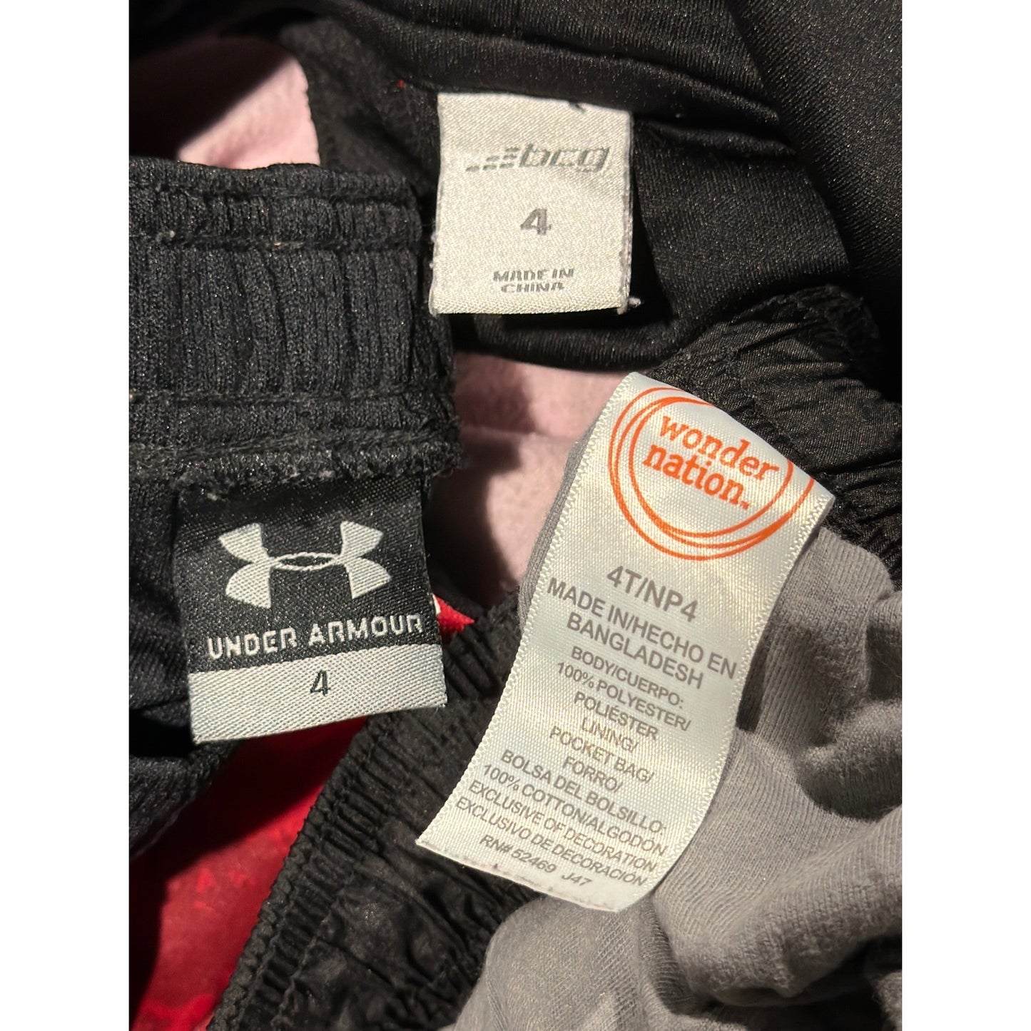 BCG Under Armour Wonder Nation Boys 4T Red Black Hoodie Pants Bundle Sporty EUC4