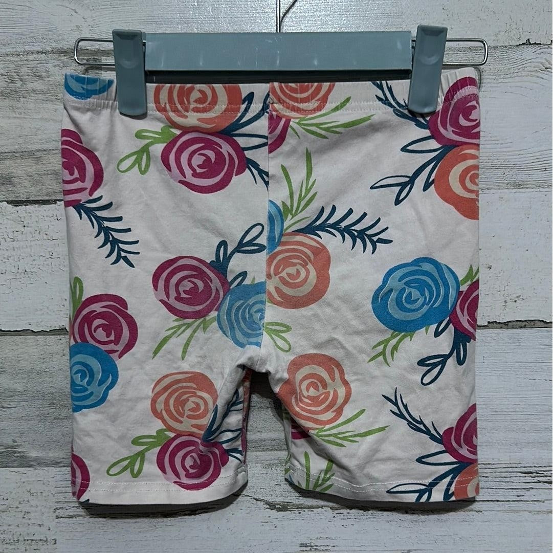 Sew Sassy Bike Shorts Girls 12 Multicolor Floral Rose Print EUC2