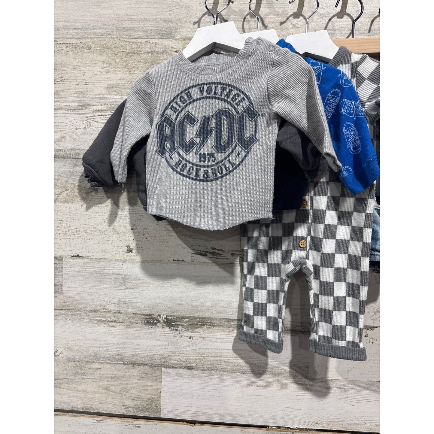 Boys 3-6M Clothing Bundle AC/DC Checkered Rocker Lot Cool10