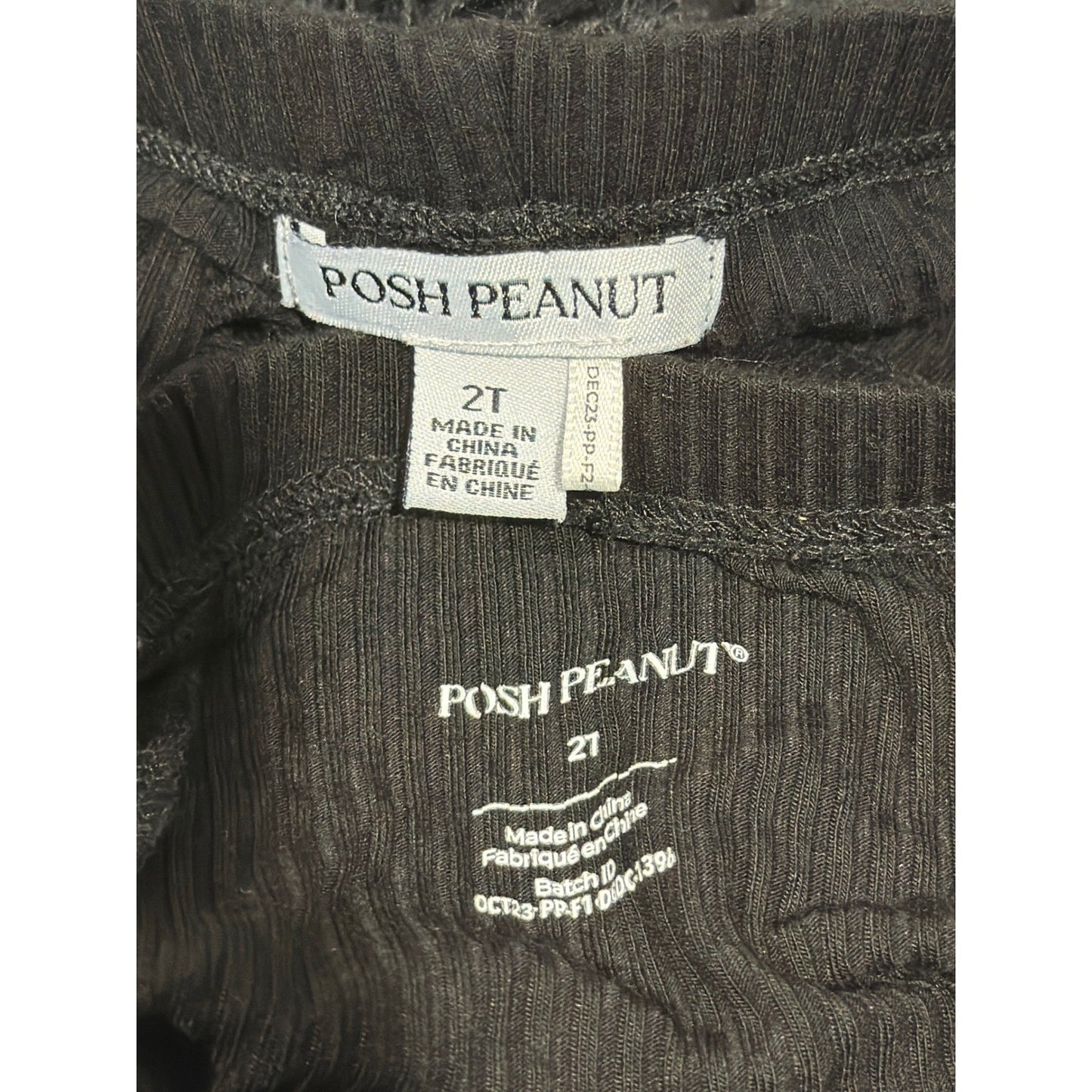 Posh Peanut Ribbed Leggings Girls 2T Black Ruffle Bamboo Basics EUC4