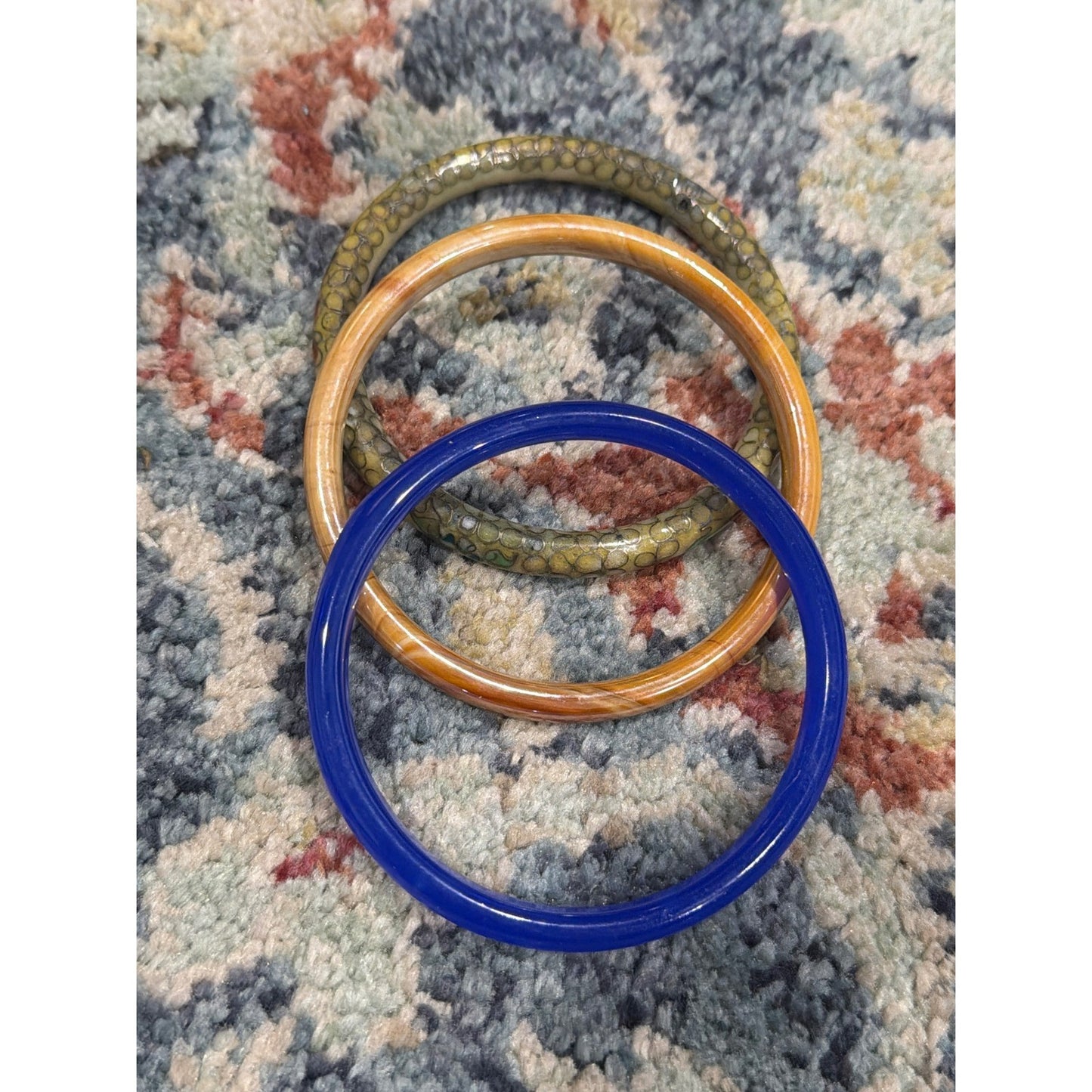 Bangle Bracelet Women Multicolor Glass Stackable Boho EUC2