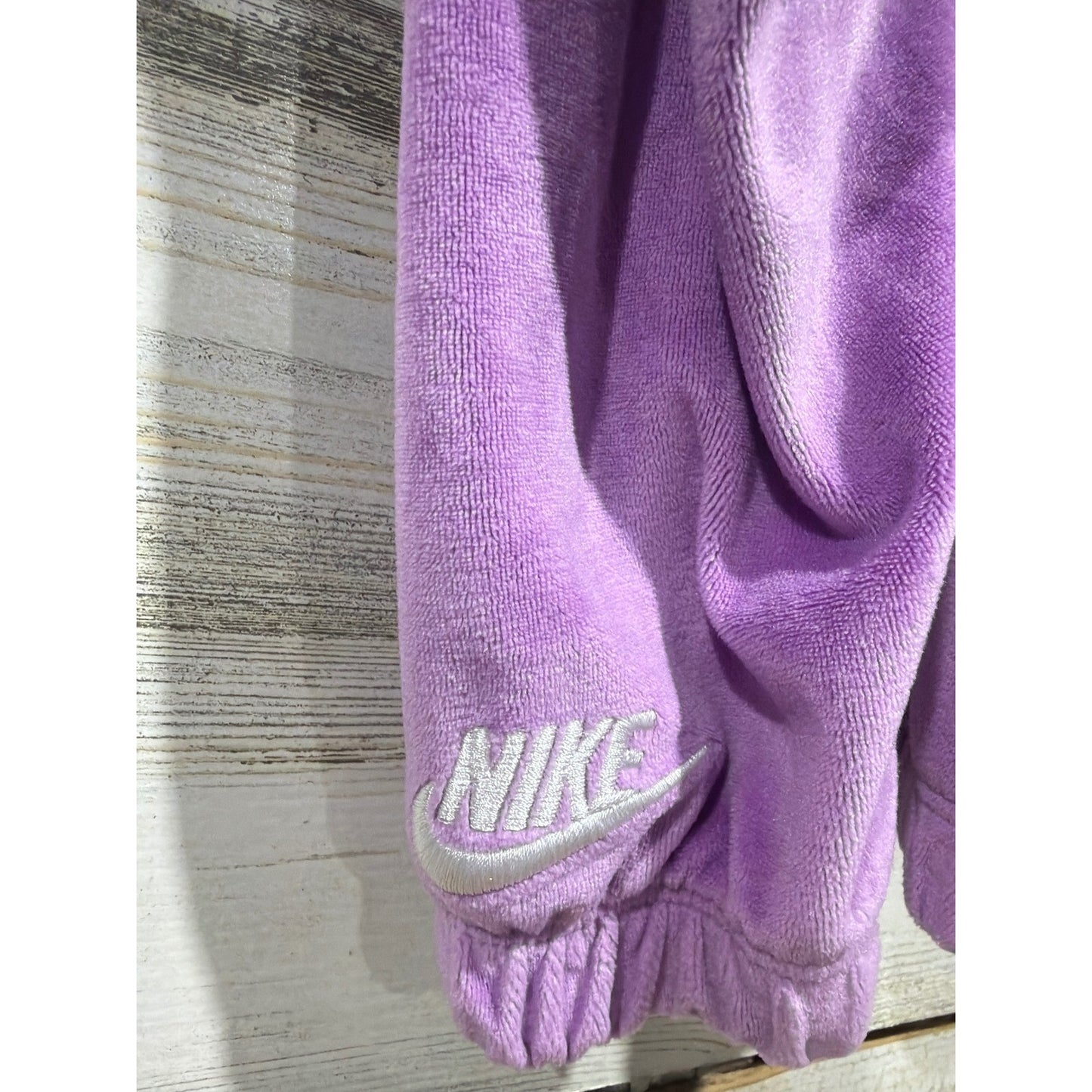 Nike Velour Tracksuit Girls 12M Purple Hooded Jogger Set Sporty EUC4