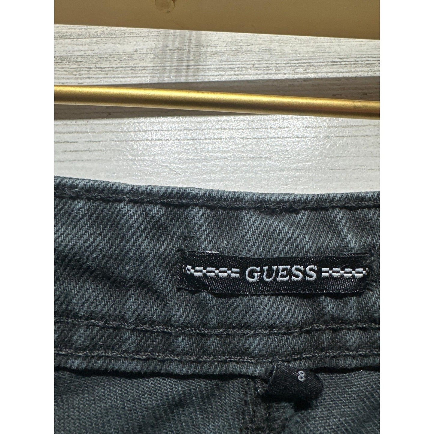 Guess Wide Leg Jeans Girls Size 8 Black High Waisted Relaxed Denim EUC2