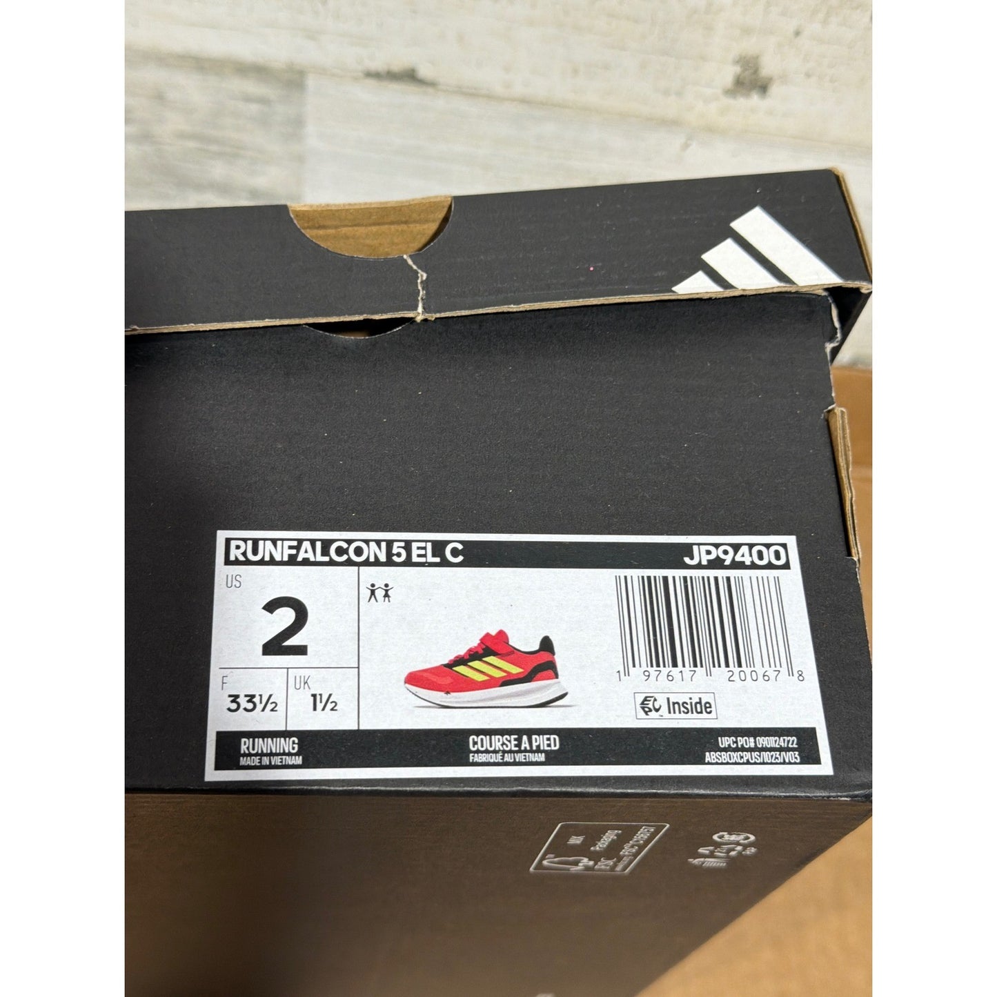 Adidas Runfalcon 3.0 Sneakers Kids Size 2 Youth Coral Neon Yellow Sporty NWT6