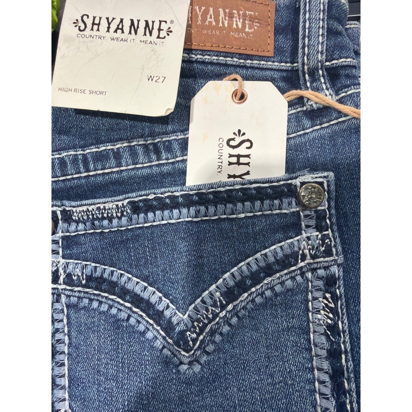 Shyanne Denim Shorts Women 27 Blue High Rise Rhinestone Western Cowgirl NWT9