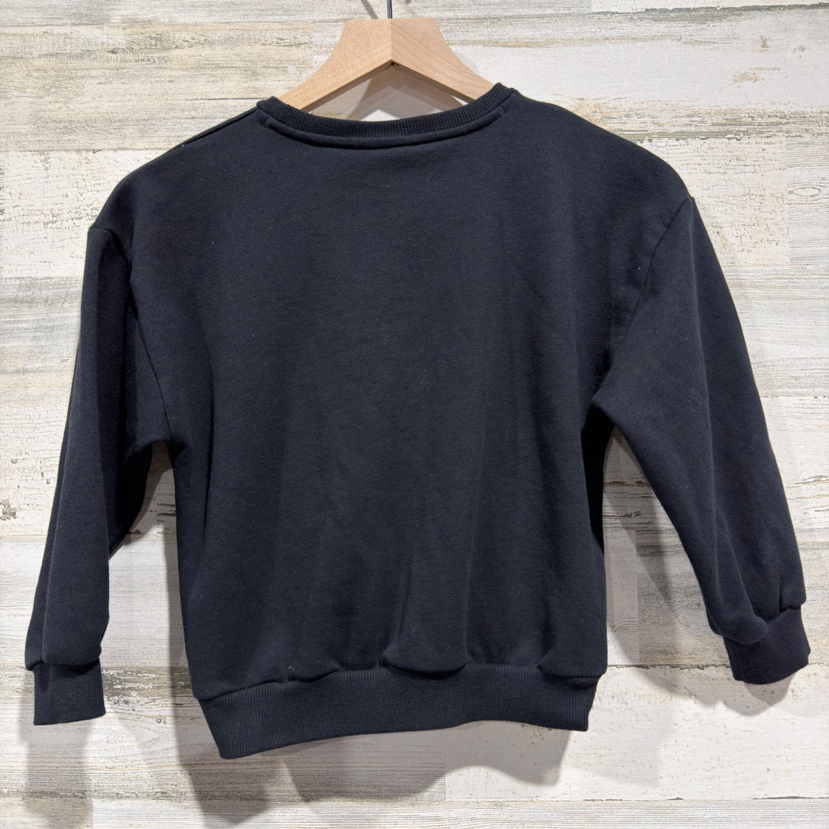 Nike Sweatshirt Kids Size 7 Black Embroidered Swoosh Crewneck Sportswear EUC4