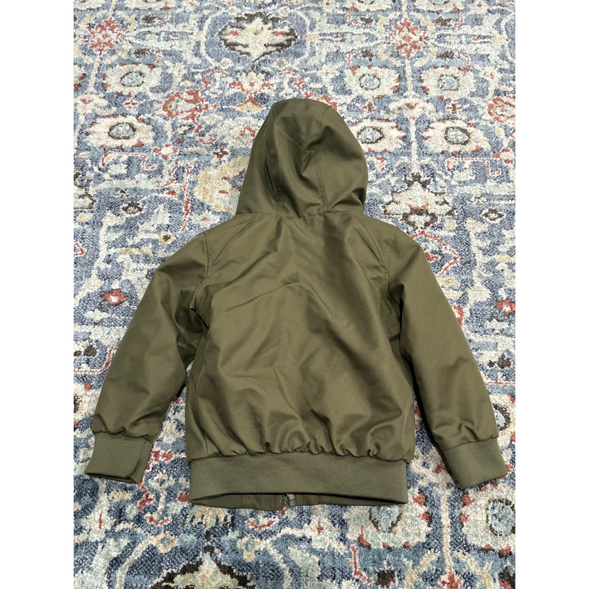 First Wave Hooded Bomber Jacket Boys 4/5 Olive Green Full Zip5