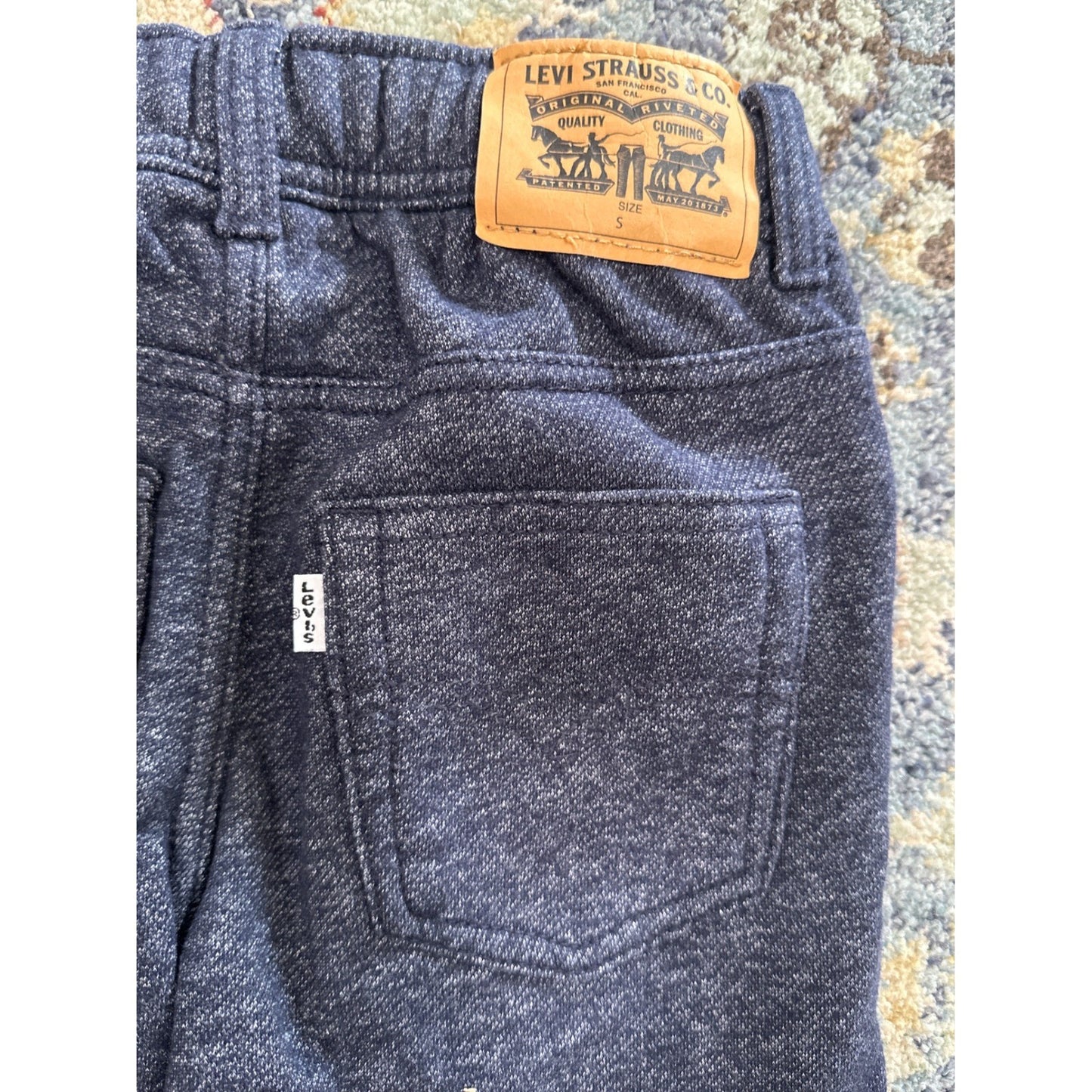 Levi Knit Joggers Boys Size Small 8-10 Navy Blue Heathered EUC5