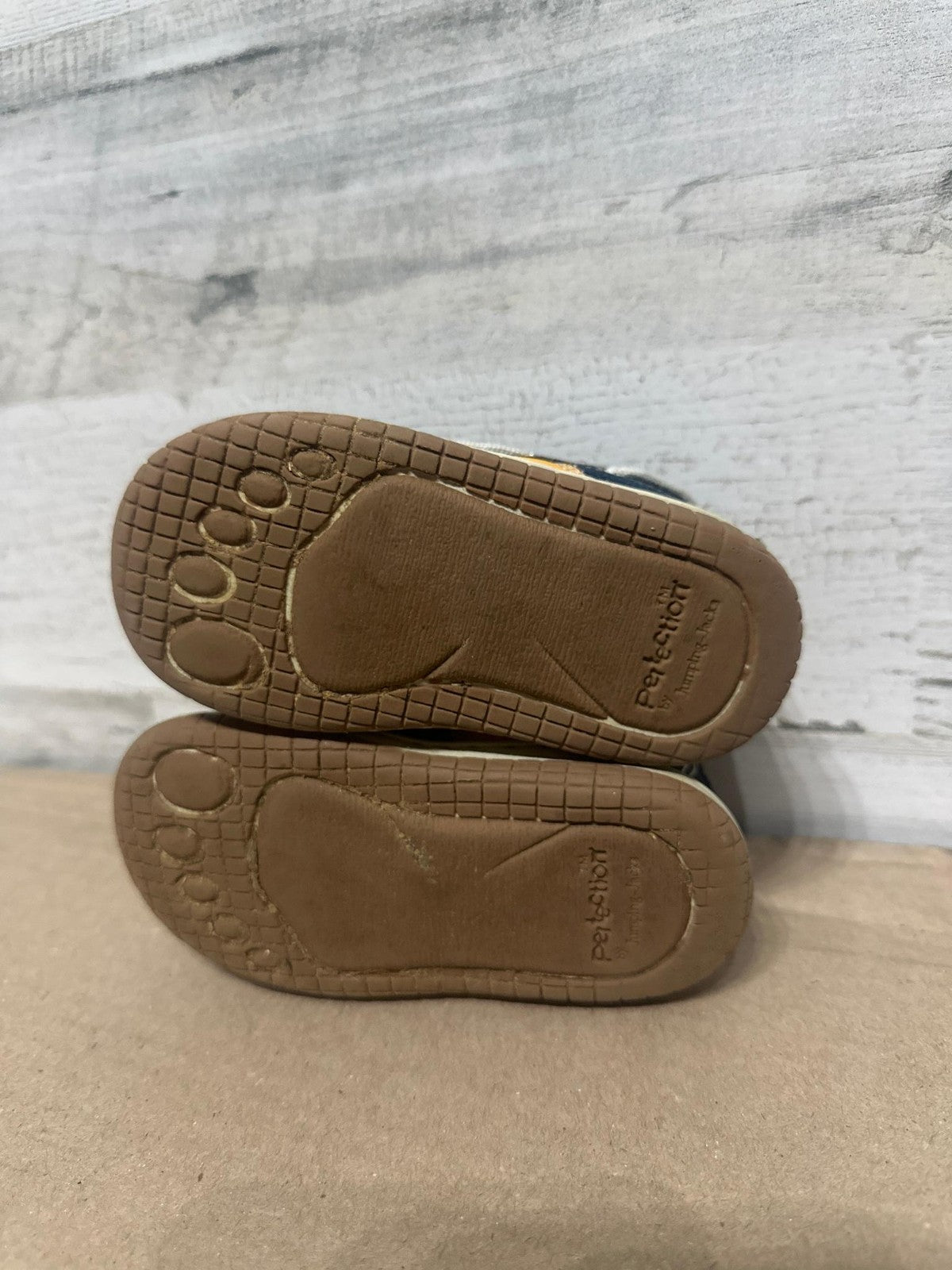 Jumping Jack Boat Shoes Boys 5.5W Navy Yellow Hook Loop Loafers Wide4