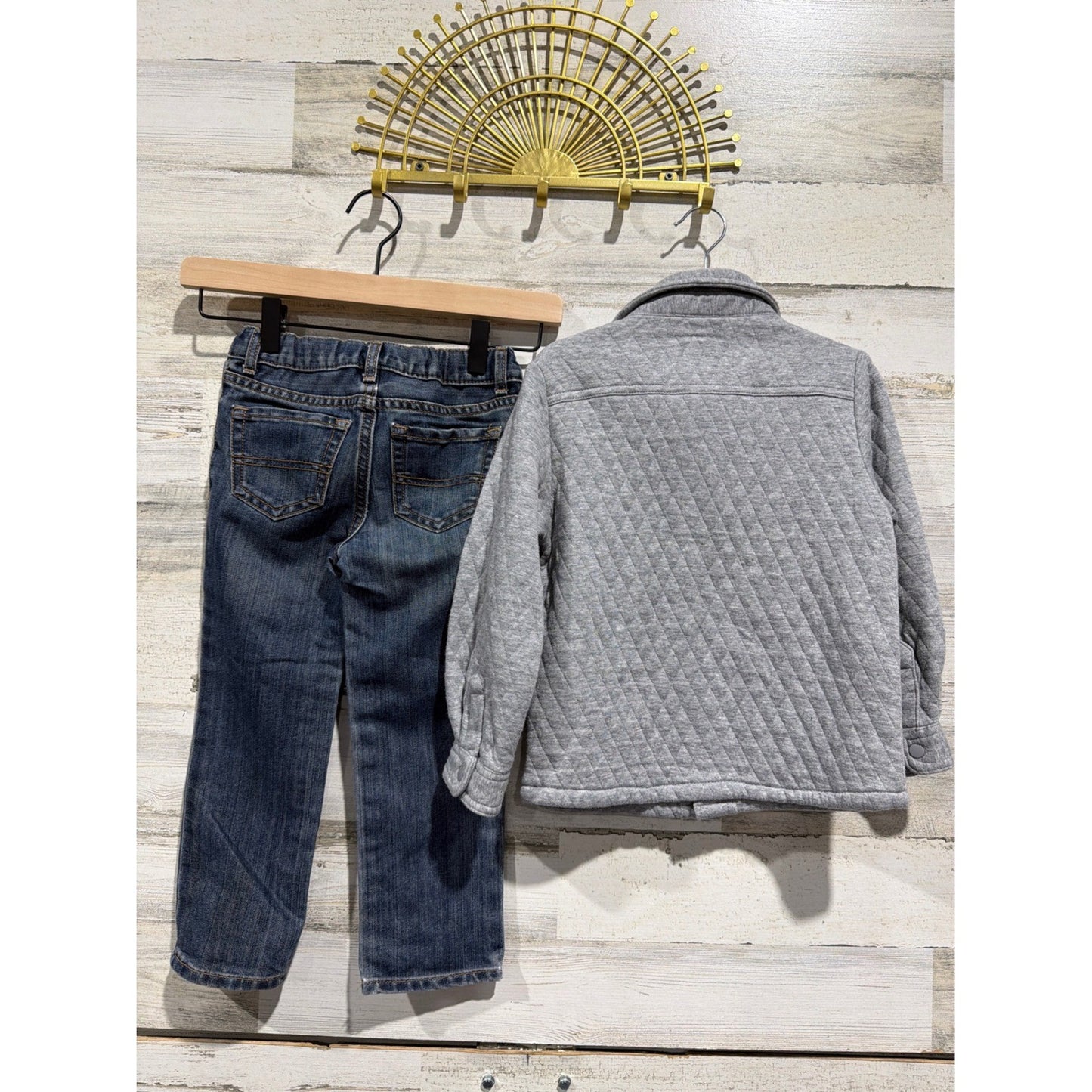 Easy Peasy Art Class Boys 4T Bundle Plaid Quilted Denim Gorpcore EUC5