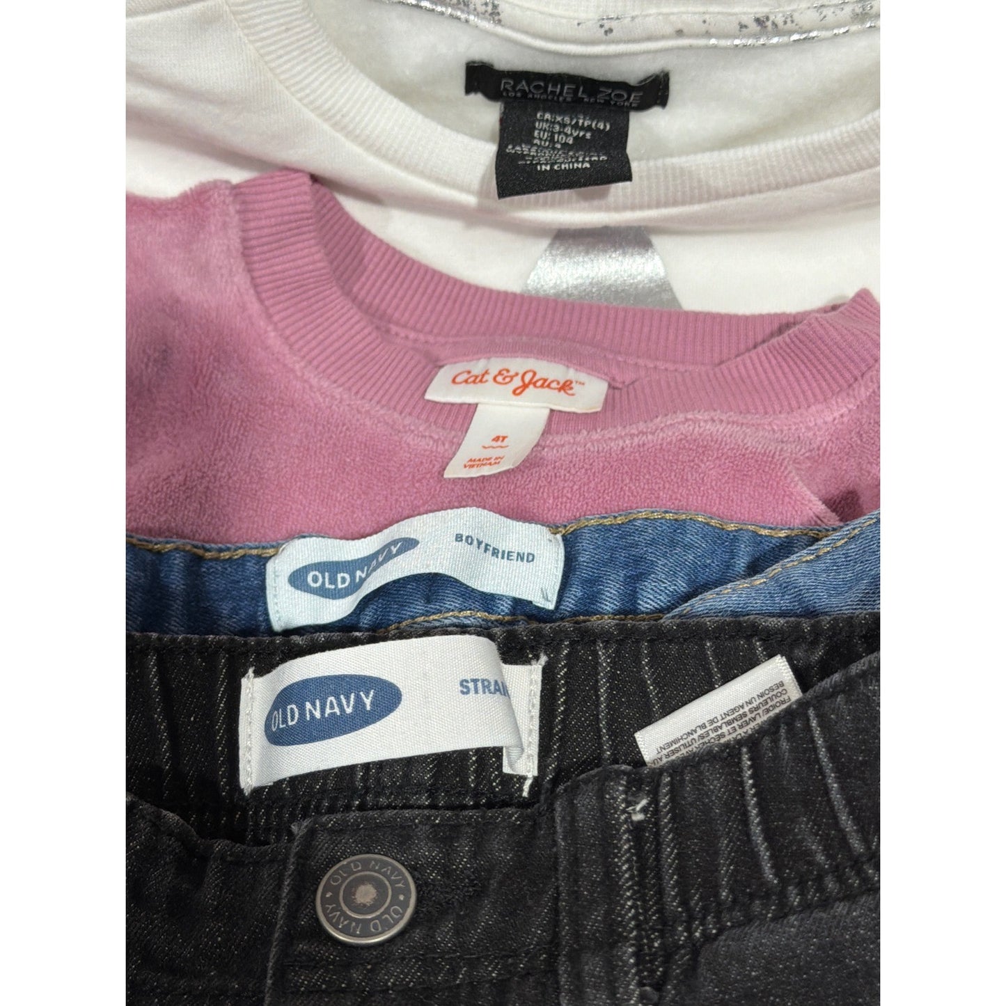 Cat & Jack Rachel Zoe Old Navy Girls 4T Multicolor Sweatshirt Jean Bundle GUC7
