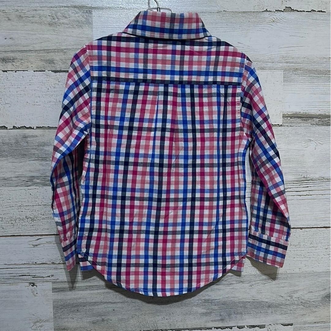 Southbound Button Down Shirt Boys 3T Pink Blue Plaid Long Sleeve NWT2