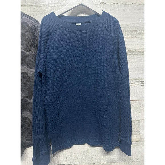 Thermal Shirts Class Club Old Navy Boys Large 10-12 Blue Camo Waffle Knit2