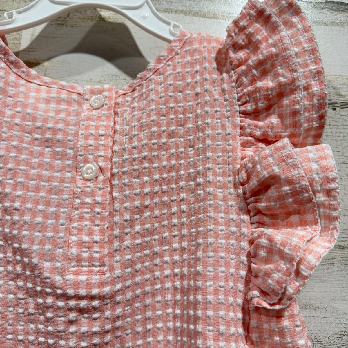 Classic Whimsy Dress Girls 10 Pink Gingham Ruffle Seersucker Top Preppy EUC6