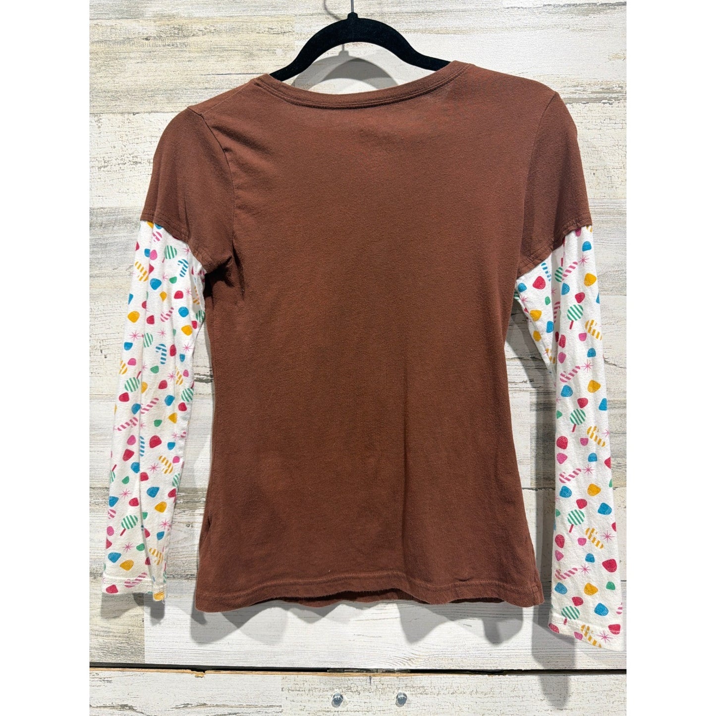 Sanrio Hello Kitty Shirt Girls 10/12 Brown Glitter Graphic Kidcore 20124
