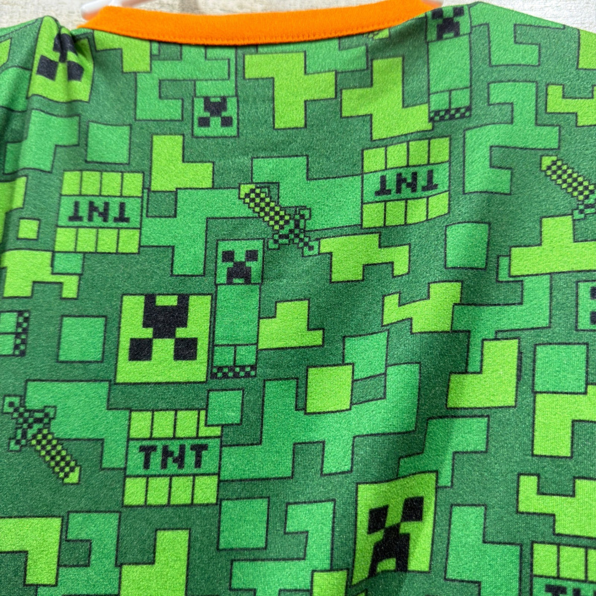 Minecraft Pajama Set Boys Small Green Creeper Pixel Thermal EUC4