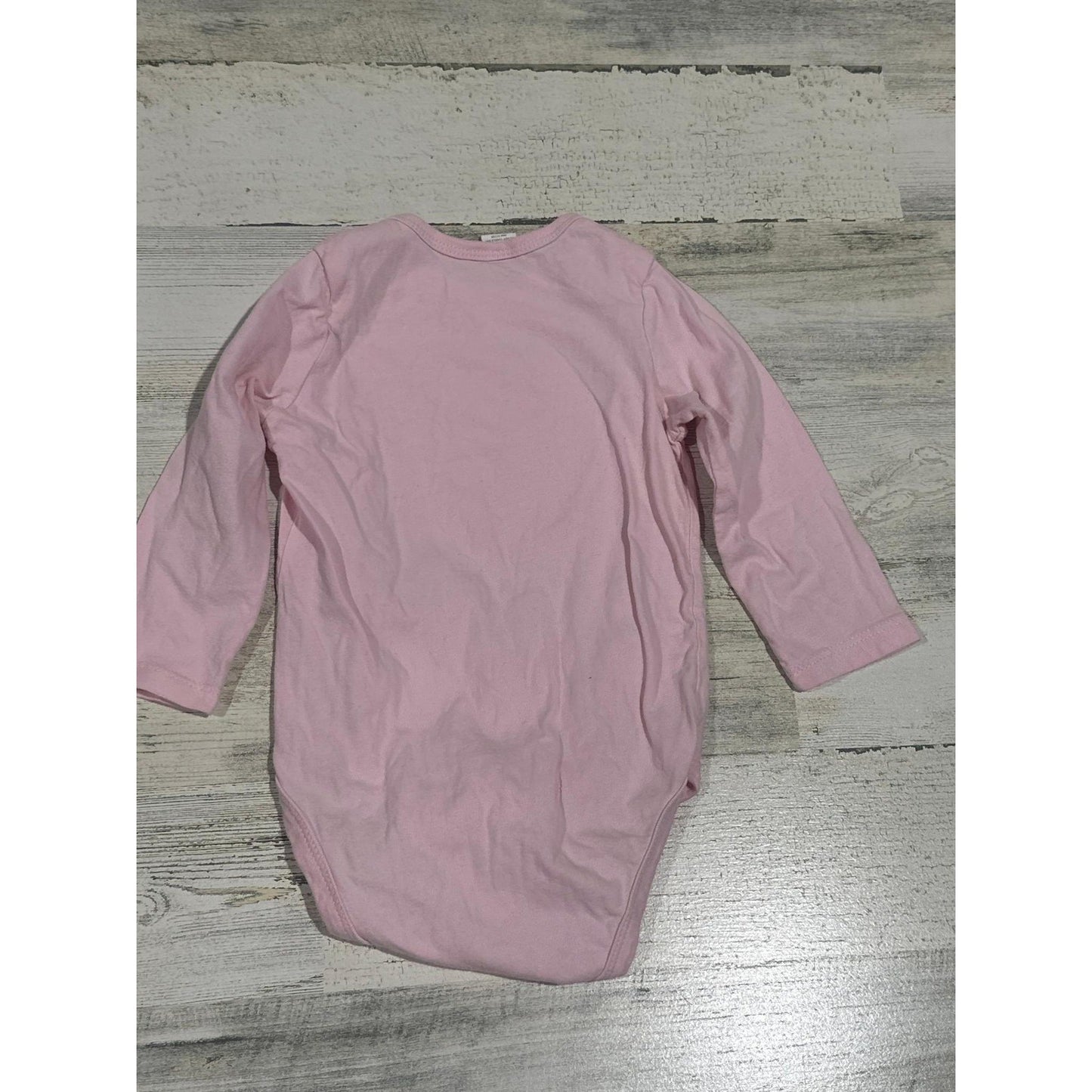 Unbranded Bodysuit Girls 12-18M Pink Bow Graphic Long Sleeve EUC2