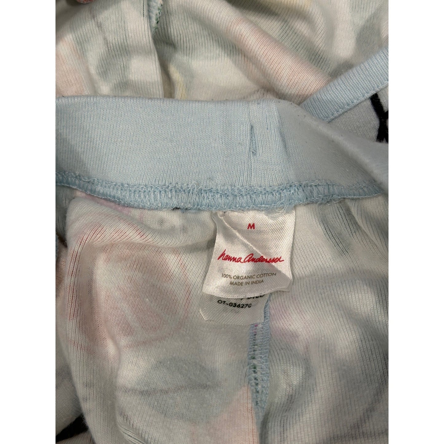 Hanna Andersson Pajama Set Womens Medium Blue Citrus Fruit Organic Cotton EUC5