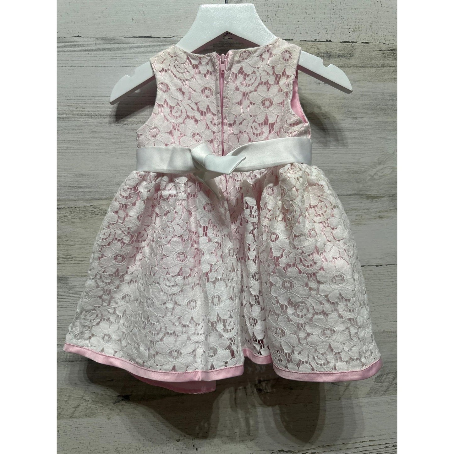 Jessica Anne Lace Dress Girls 12M Pink White Floral Special Occasion EUC1