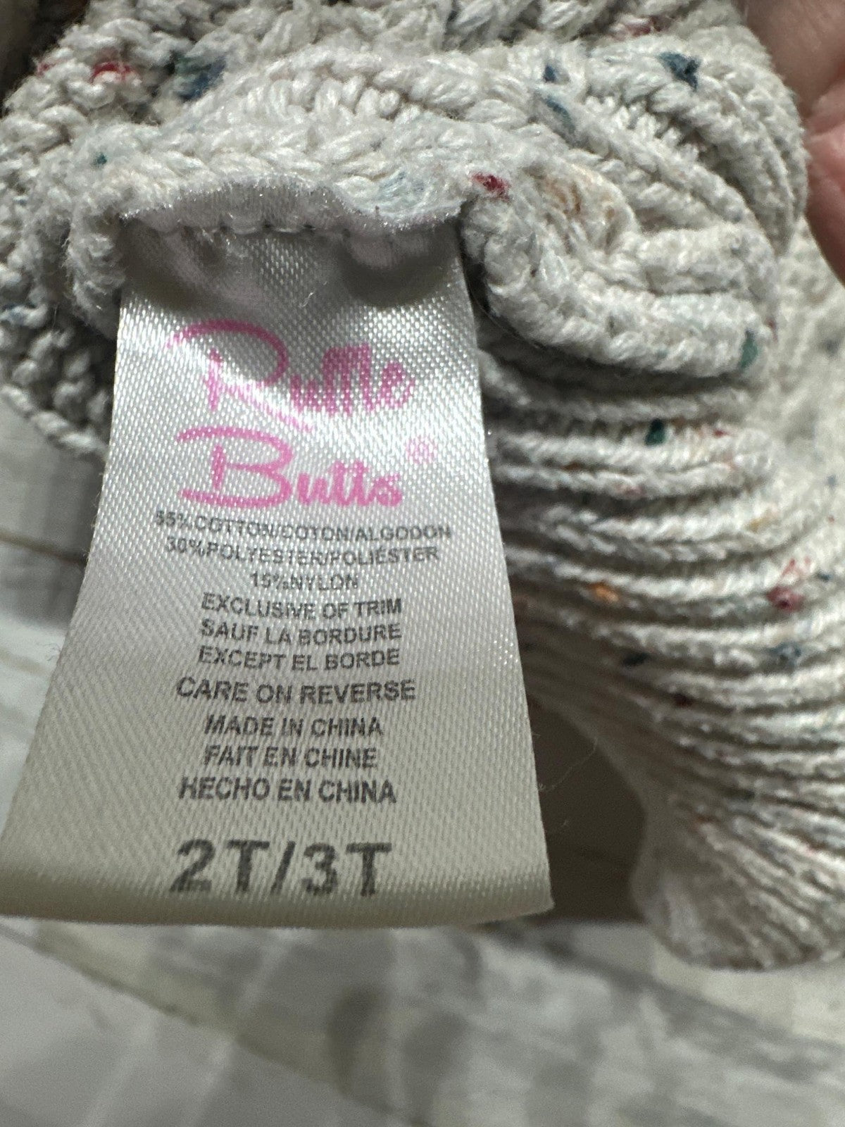 RuffleButts Cardigan Girls 2T/3T Cream Cable Knit Confetti Open Front EUC4