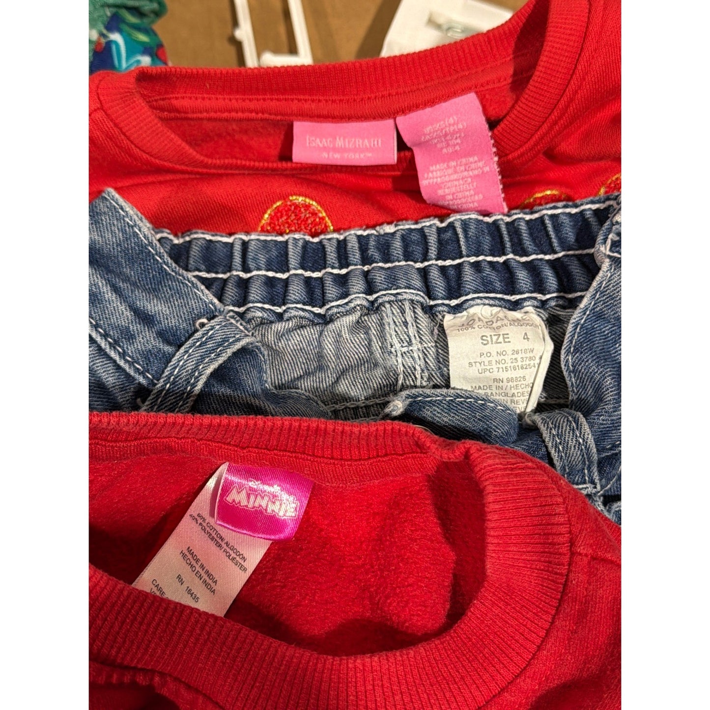 Disney Jordache Isaac Mizrahi Bundle Girls 4 Red Sweatshirts Flare Jeans5
