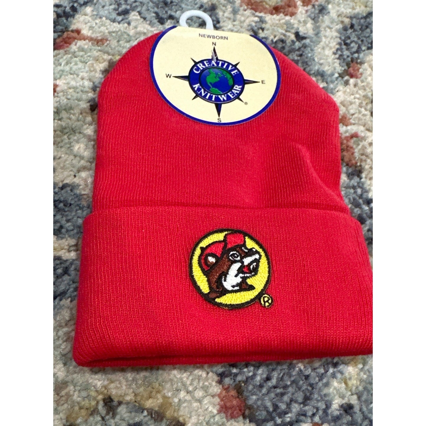 Buc-ee's Beanie Newborn Red Creative Knitwear Logo Patch NWT4