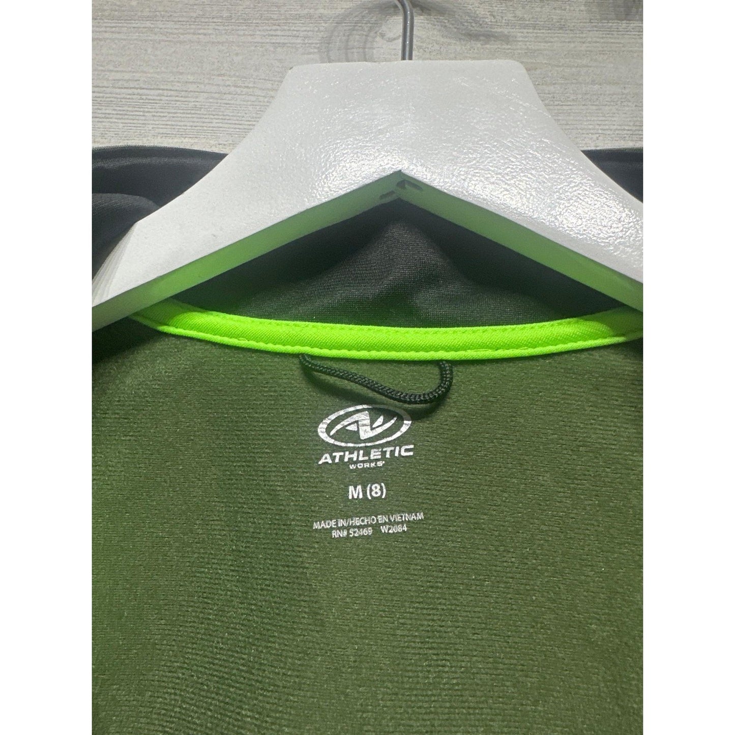 Athletic Works Tracksuit Boys Size 8 Olive Green Neon Colorblock EUC4