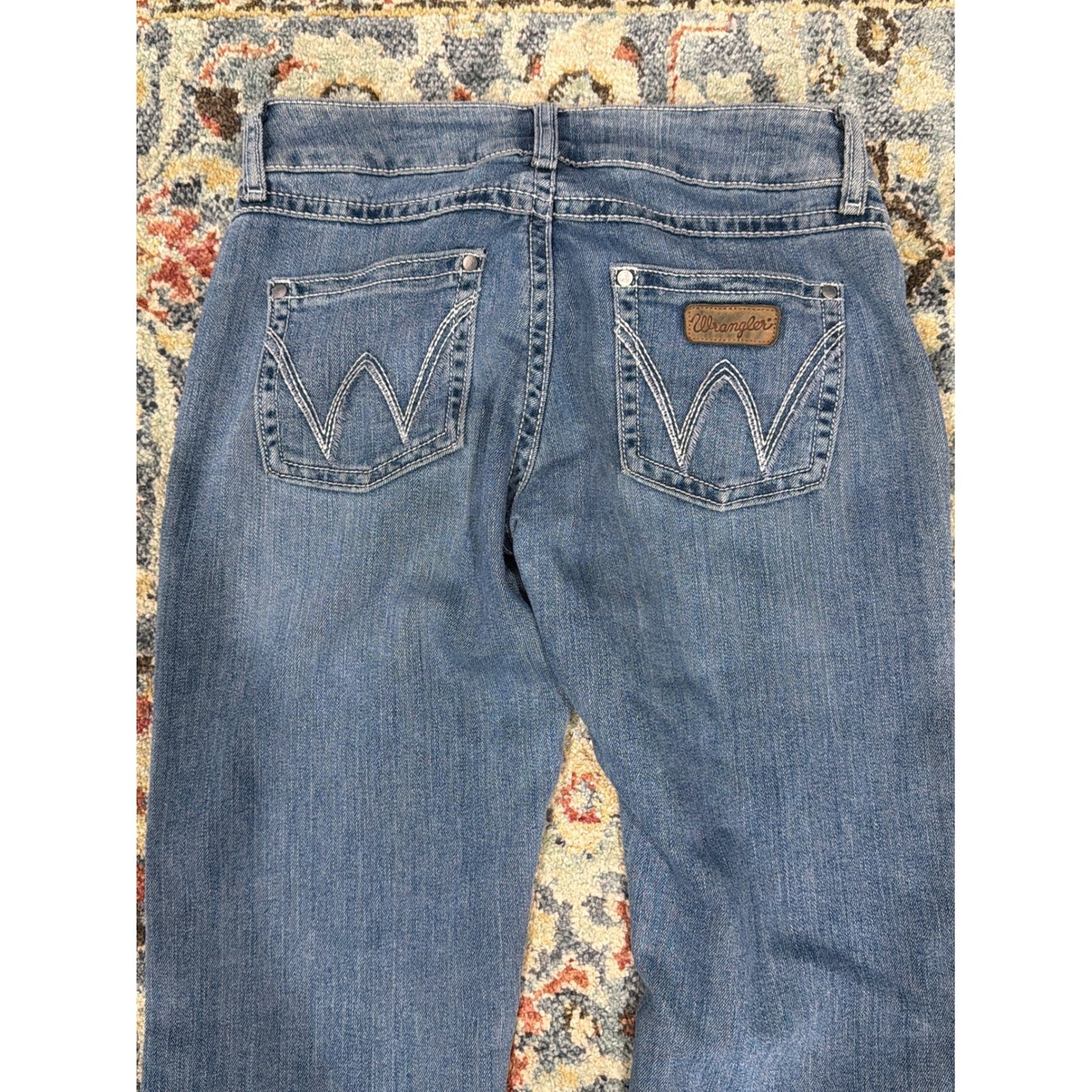 Wrangler Q-Baby Jeans Women 3/4x34 Blue Bootcut Ultimate Riding EUC6