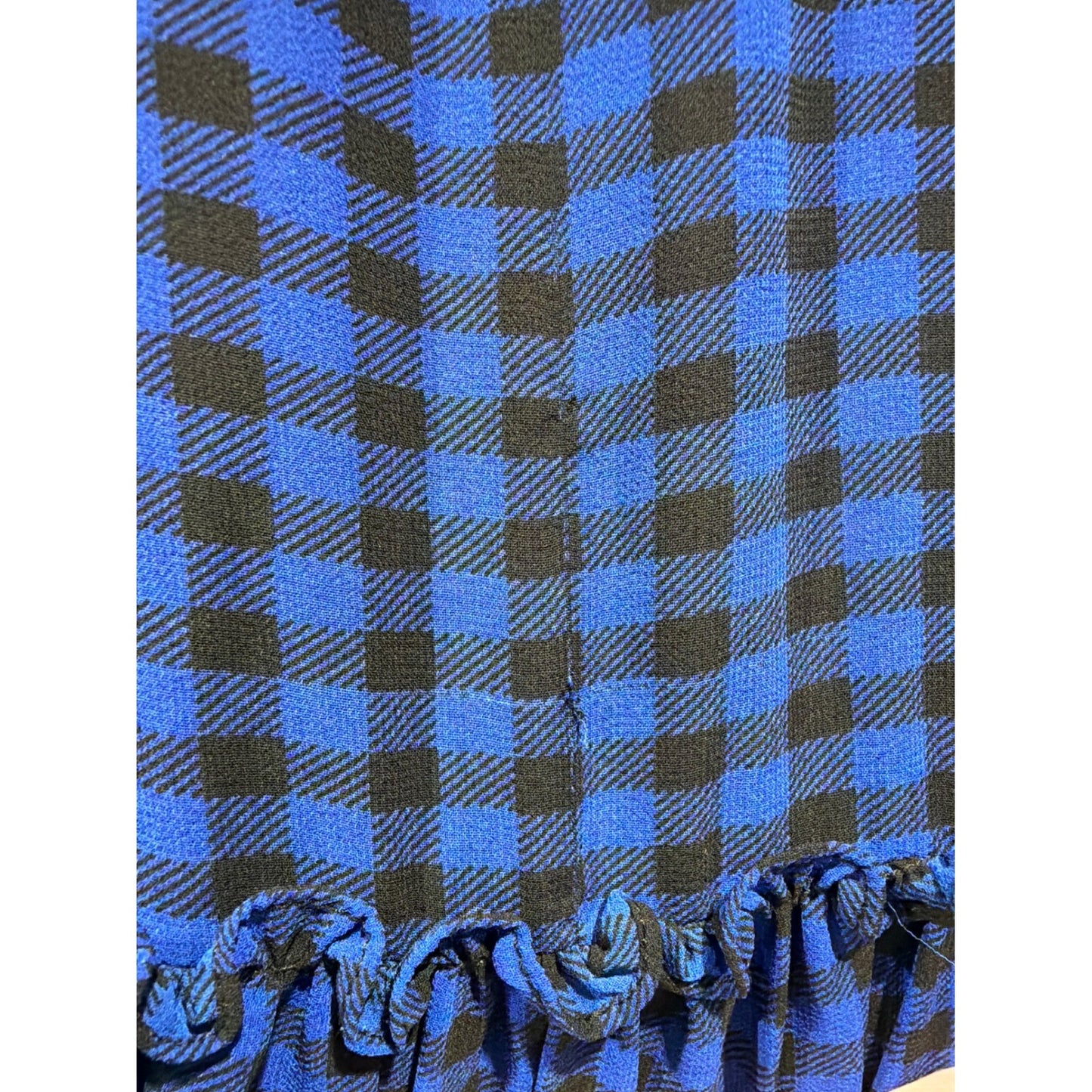 Polo Ralph Lauren Dress Girls 6 Blue Gingham Ruffle Puff Sleeve Preppy GUC*3