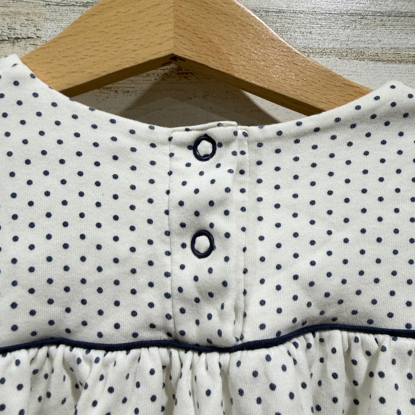 The Beaufort Bonnet Company Top Girls 7 White Polka Dot Preppy Pima Cotton EUC4